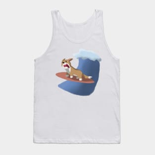 corgi dog on a surfboard Tank Top